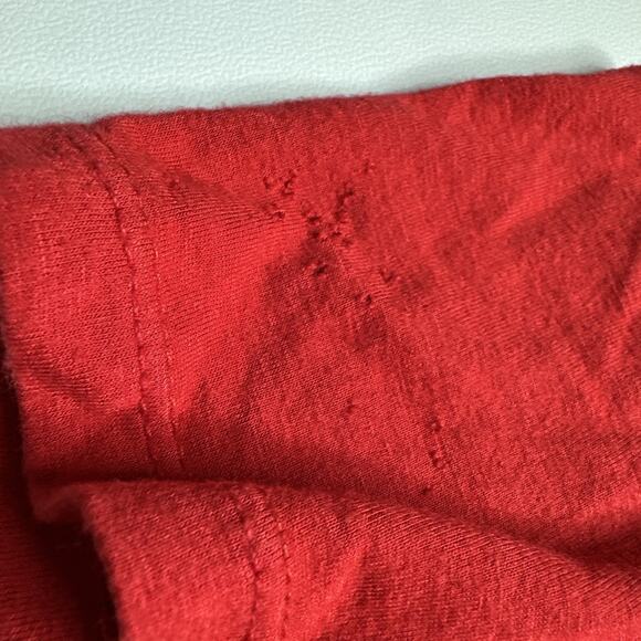 Red Cutout Shoulder Graphic Tee Y2K Streetwear Logo Print Top XS S READ FLAWS - Picture 8 of 12